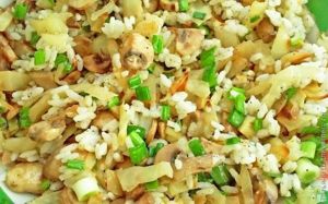 Пирог с рисом и грибами