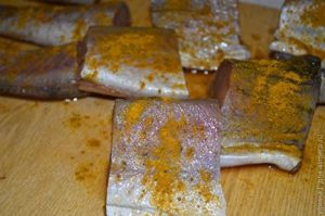 минтай, жареный с карри