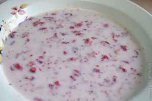 молочный десерт с лесной земляникой