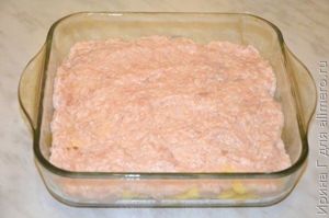 запеченный картофель с куриным фаршем и сыром