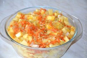 картошка с кабачком и курицей