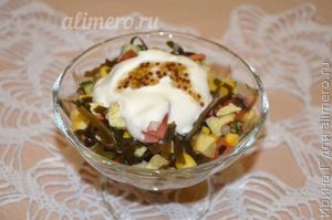 салат из кукурузы с морской капустой