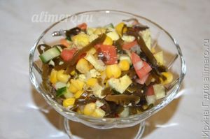 салат из кукурузы с морской капустой