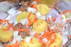 курица тушеная с овощами и лисичками