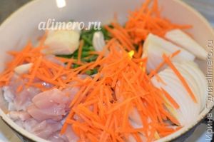 гречневая лапша с курицей и овощами