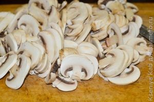 куриные сердечки с грибами