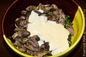 салат с куриными сердечками