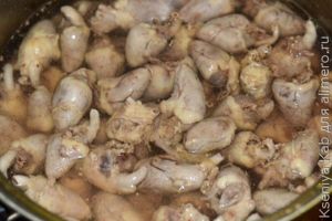 куриные сердечки с грибами