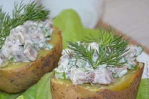 печеный картофель с селедочным соусом