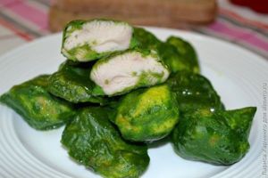 куриное филе в шпинатном кляре