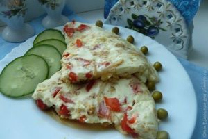 Омлет с пекинской капустой и болгаоским перцем