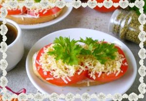 9. Бутерброды с сыром и помидорами. Ингредиенты: хлеб белый, помидор, сметана, сыр твердый, соль, немного зелени орегано и петрушки. 9. Бутерброды с сыром и помидорами. Ингредиенты: хлеб белый, помидор, сметана, сыр твердый, соль, немного зелени орегано и петрушки.