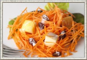 15. Салат из тертой моркови с медом и орехами. Очищенную морковь (2 шт.) натереть на мелкой терке, полить жидким медом (2—3 ст. ложки), перемешать, посыпать любыми мелкорублеными орехами. 15. Салат из тертой моркови с медом и орехами. Очищенную морковь (2 шт.) натереть на мелкой терке, полить жидким медом (2—3 ст. ложки), перемешать, посыпать любыми мелкорублеными орехами.