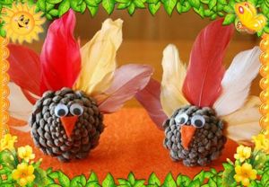 Поделки из перьев и пластилина