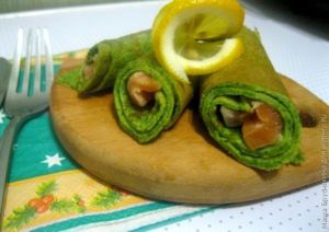 Блинчики со шпинатом и семгой