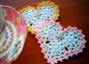 Вязаные сердечки, схемы