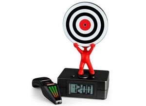Будильник с незатейливым названием Laser Tag Alarm Clock состоит из двух частей: одна, главная, часы с установленной на них мишенью, вторая: стилизованная лазерная указка, с помощью которой, как вы уже наверное догадались, нужно попасть точно в яблочко. Будильник с незатейливым названием Laser Tag Alarm Clock состоит из двух частей: одна, главная, часы с установленной на них мишенью, вторая: стилизованная лазерная указка, с помощью которой, как вы уже наверное догадались, нужно попасть точно в яблочко.