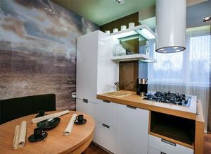 Интерьер кухни с фотообоями