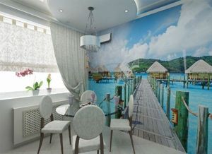 Интерьер кухни с фотообоями