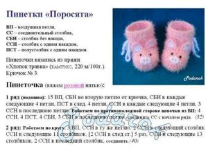 Схемы вязания пинеток.