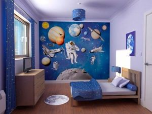 Синий цвет в интерьере детской комнаты, идеи.
