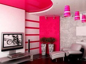 Розовый цвет в интерьере гостиной, идеи.