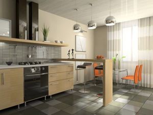 Интерьер кухни с барной стойкой