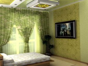 Зеленые шторы в интерьере