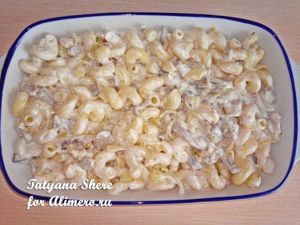Макароны с грибами в сметане
