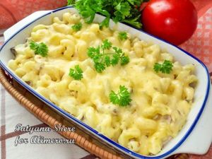Макароны с грибами в сметане