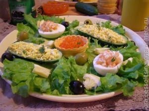 закуска с икрой и семгой, презентация
