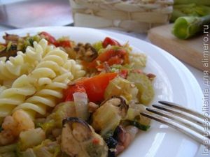 макароны с морепродуктами