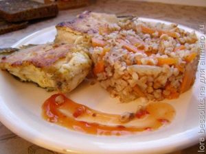 камбала с гречкой