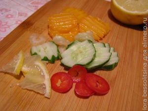 заливное из форели, морковь отварена