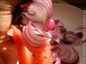 маринованный лук, нарезка маринованный лук, нарезка