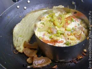 яичница с мини-кукурузой, жарим яичница с мини-кукурузой, жарим