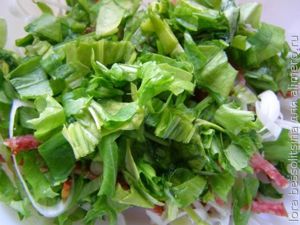 салат с копченой колбасой, с рукколой салат с копченой колбасой, с рукколой