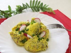 Омлет с овощами, варенный в кульке