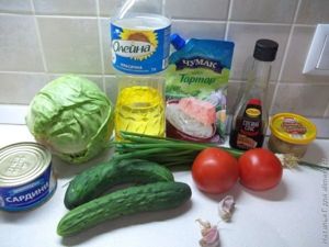 Овощной салат с сардинами