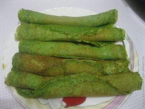 Блинчики со шпинатом и семгой
