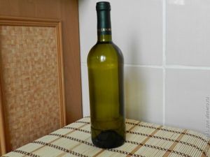 Декорирование бутылки манной крупой