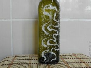 Декорирование бутылки манной крупой