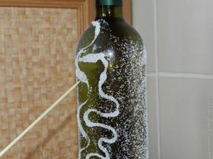 Декорирование бутылки манной крупой