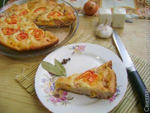 Пирог с ветчиной и сыром