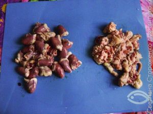 Суп с макаронами и куриными сердечками