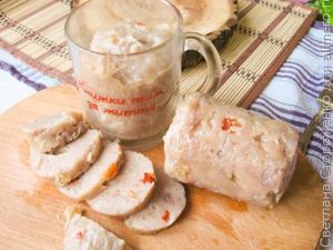 Домашняя вареная колбаса в кружке