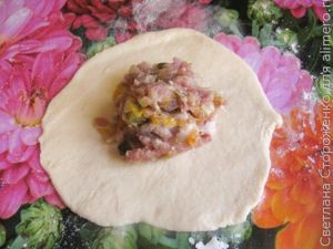 Булочки из дрожжевого теста с мясной начинкой