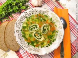 Куриный суп с рулетиками