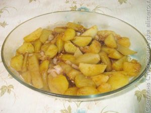 Запеченный картофель с салом в соевом соусе