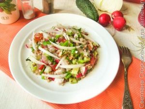 Овощной салат с гречкой